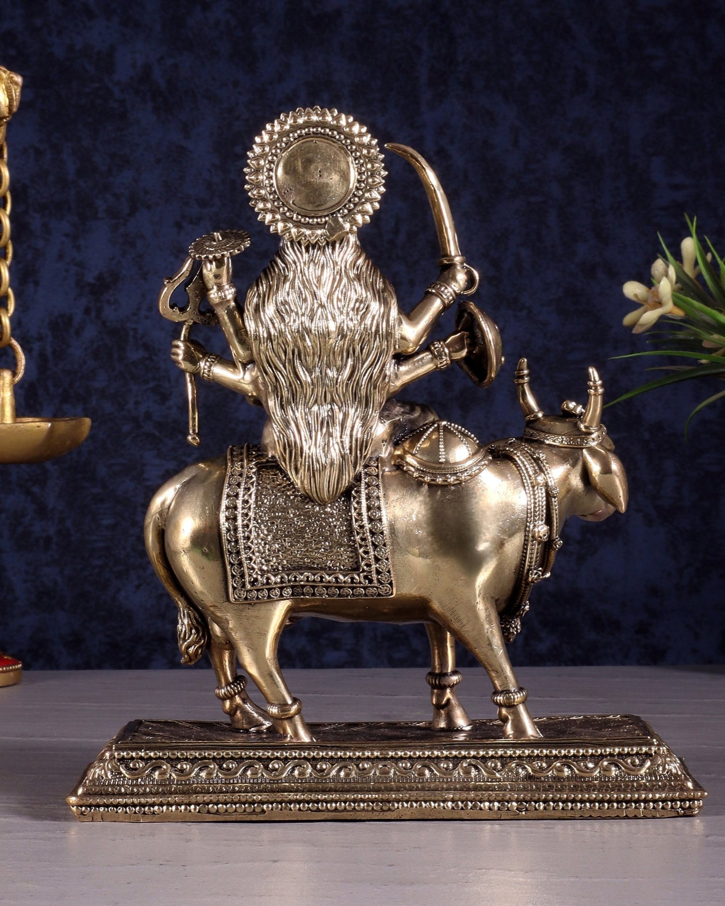 Brass Superfine Umiya Mata Seated on Cow Idol 6.5 inch - Budhshiv.com