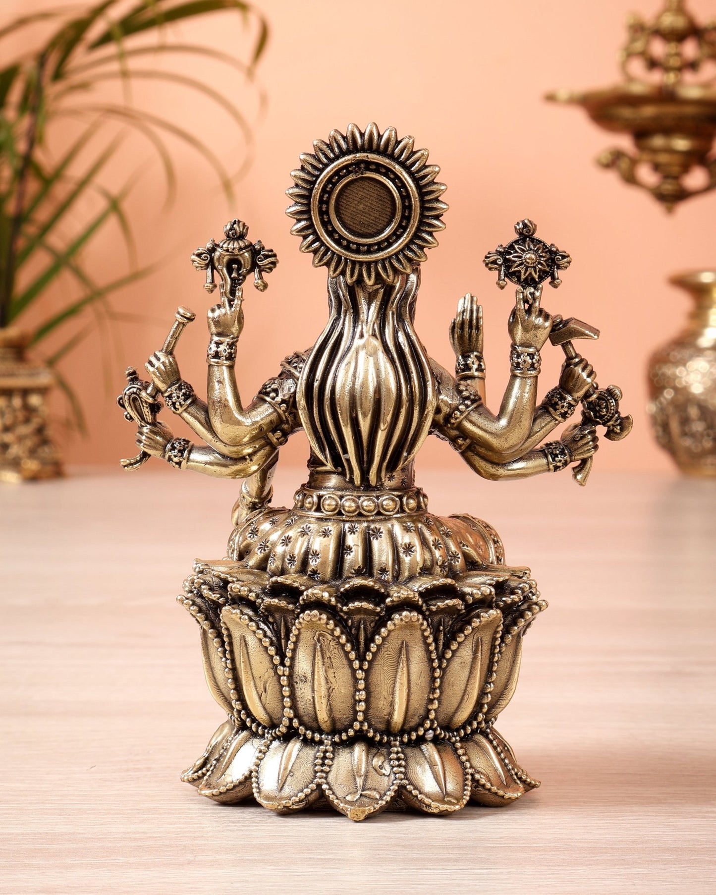 Brass Superfine Varahi Amman on Lotus Idol (5 Inch, Hollow Casting) - Budhshiv.com