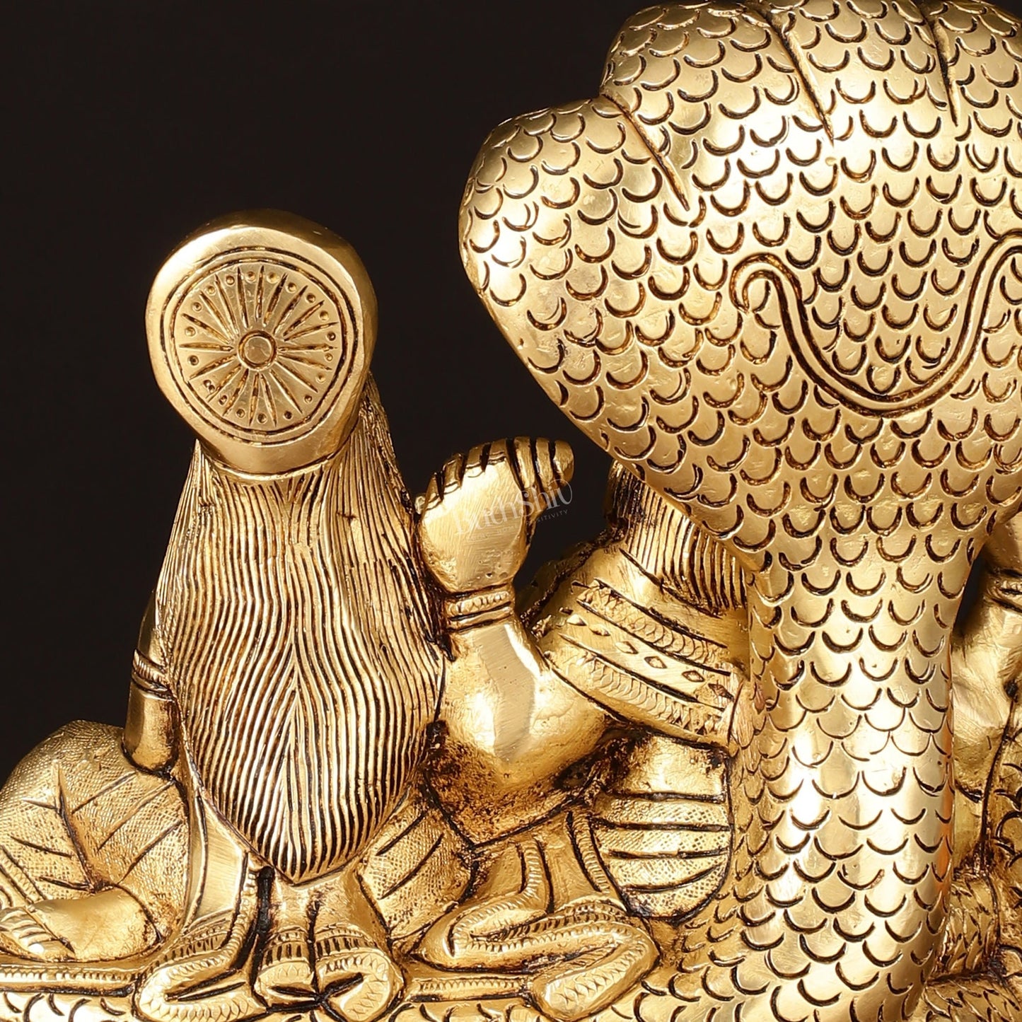 Brass Superfine Vishnu Lakshmi on Sheshanaag Idol - 7.5" Height - Budhshiv.com