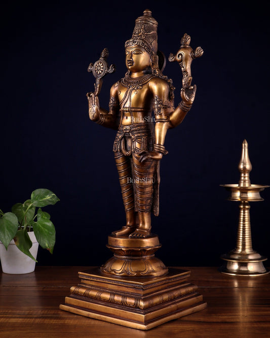 Brass Superfine Vishnu statue - 20.5" - Budhshiv.com