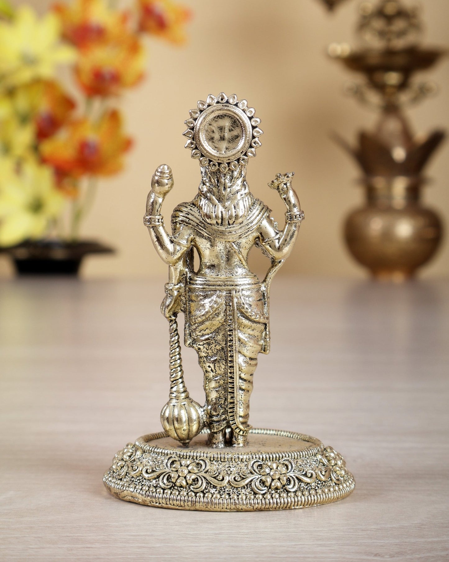 Brass Superfine Vishnu with Gada Idol – 4 Inch - Budhshiv.com