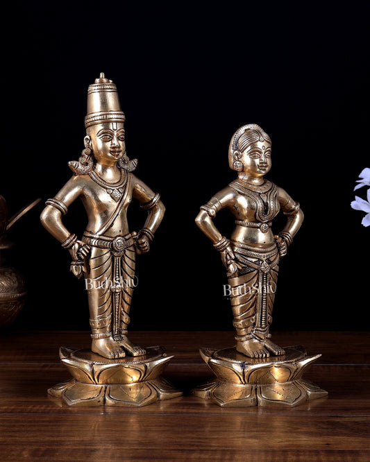 Brass Superfine Vitthal Rukmani Idol | Divine Handcrafted Murti (10 Inch) - Budhshiv.com