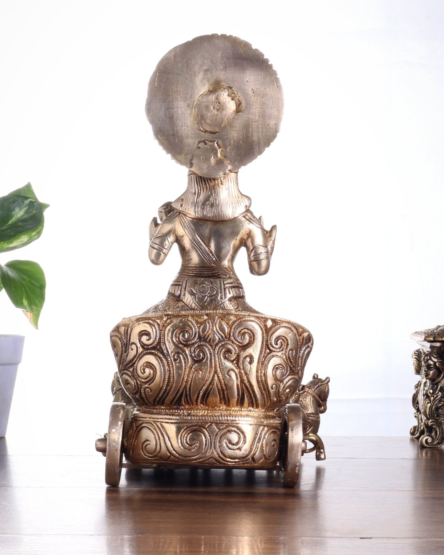 Brass Surya Rath Chariot - 12" Height, 7 Horses - Budhshiv.com