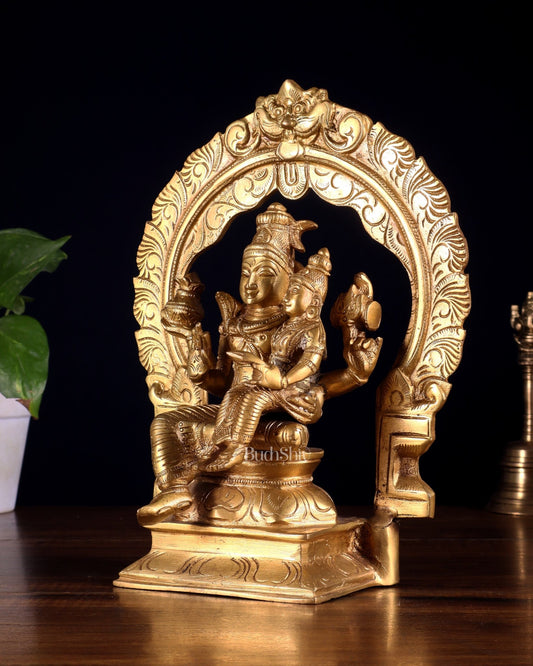 Brass Swarnakarshana Bhairava Shiva Parvati Idol 10 inch - Budhshiv.com