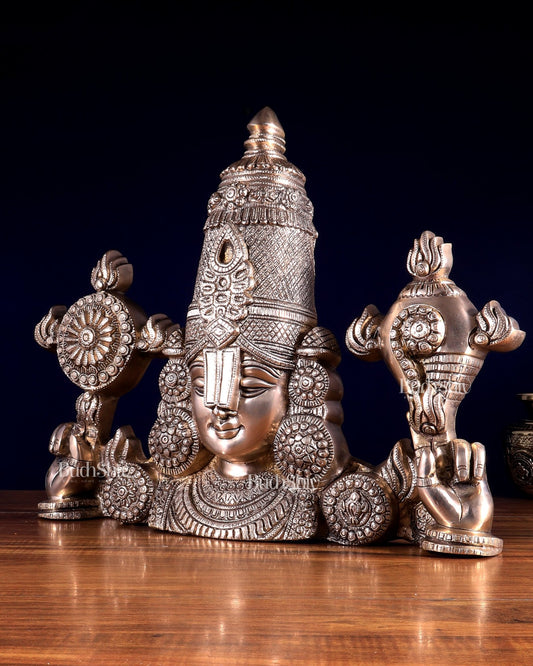 Brass Tirupati Balaji Face Wall Hanging 20 inch matte finish - Budhshiv.com