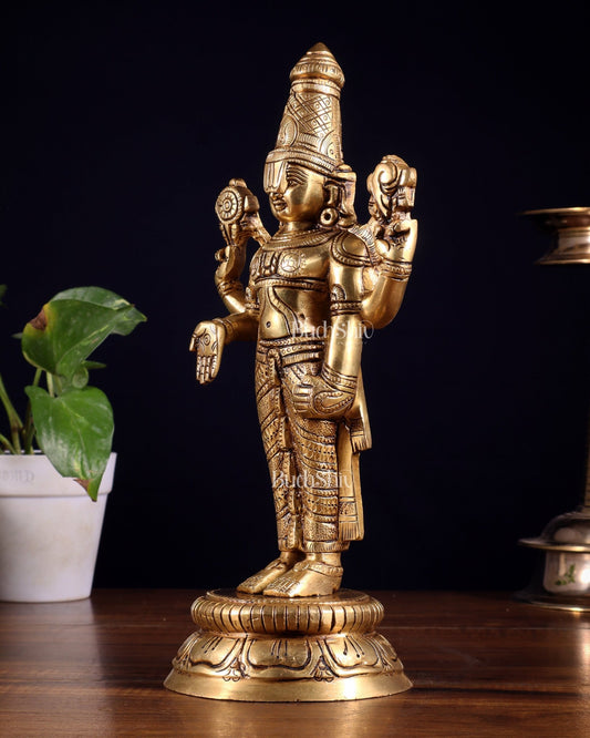 Brass tirupati balaji idol lord Venkateshwara statue 11" - Budhshiv.com