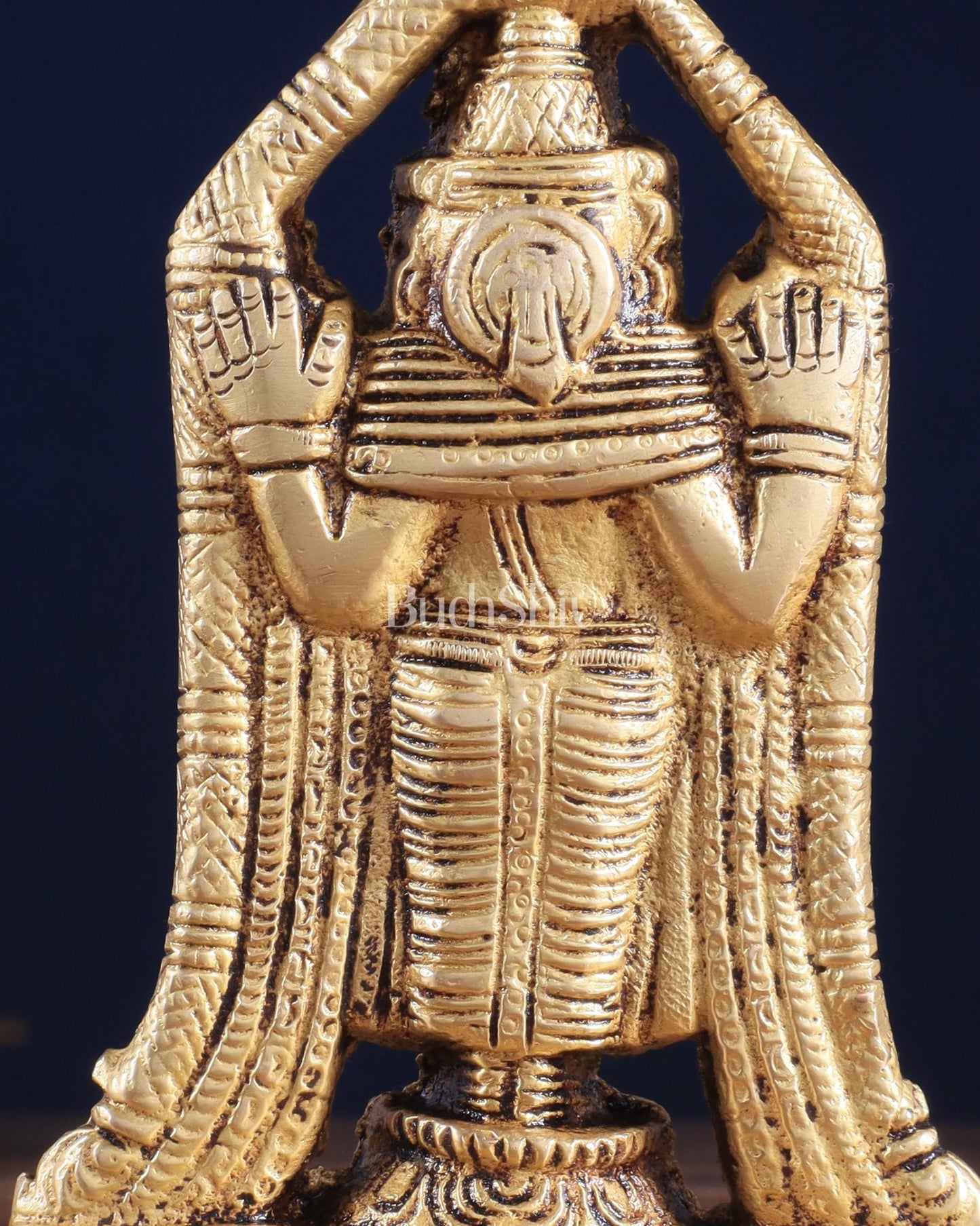 Brass Tirupati Balaji Lord Venkateshwara Idol – 5" x 3.5" x 2" | Finely Carved Divine Statue - Budhshiv.com