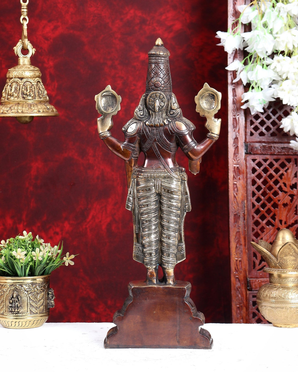 Brass Tirupati Balaji (Lord Venkateswara) Statue four tones 19.5 inch - Budhshiv.com