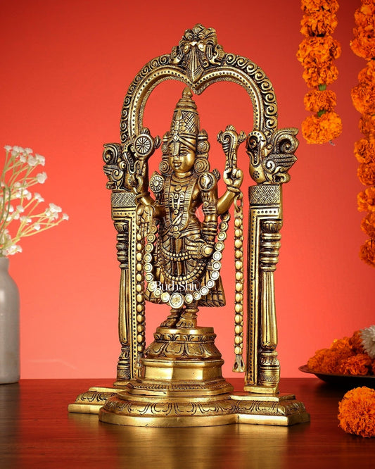 Brass Tirupati Balaji Statue 14" - Budhshiv.com