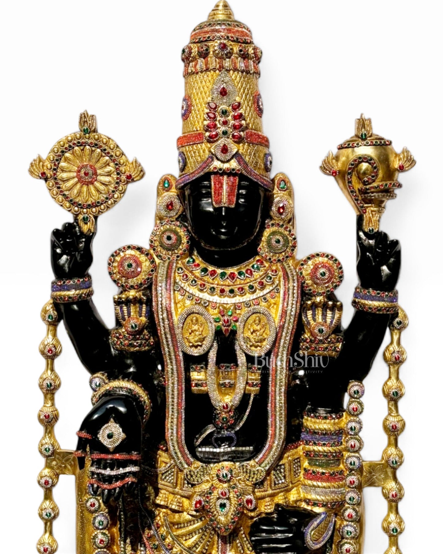 Brass Tirupati Balaji Statue with Exquisite Jewellery Work 6 feet/69 inch - Budhshiv.com