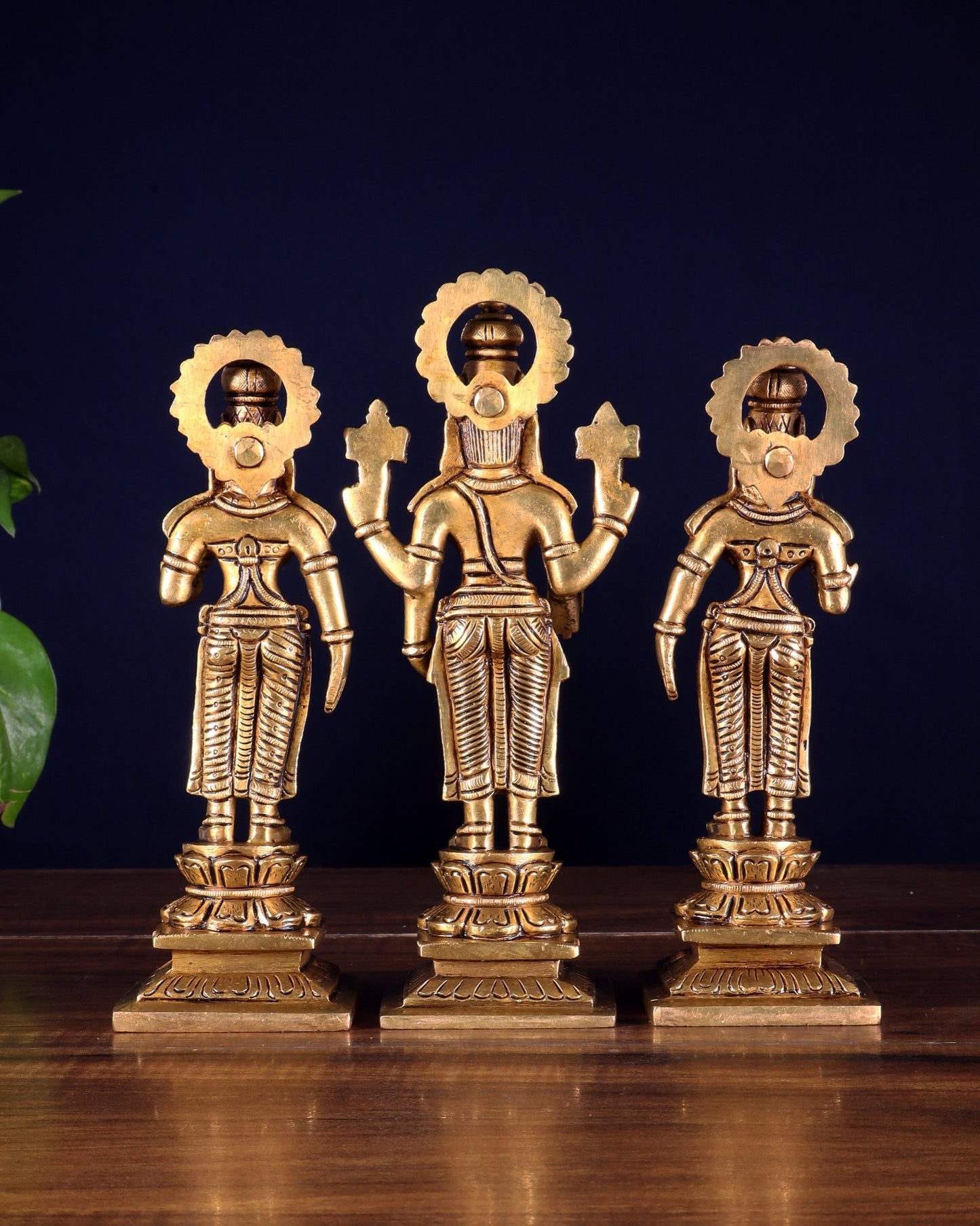 Brass Tirupati Balaji with Bhudevi and Sridevi | 8 inch idols - Budhshiv.com