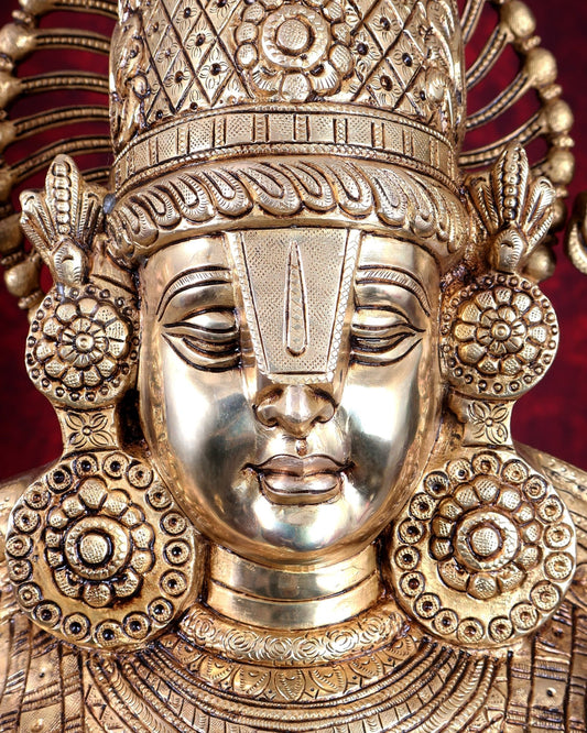 Brass Tirupati Balaji with Goddess Lakshmi Statue – Large Full Body Divine Sculpture (52 Inch) - Budhshiv.com