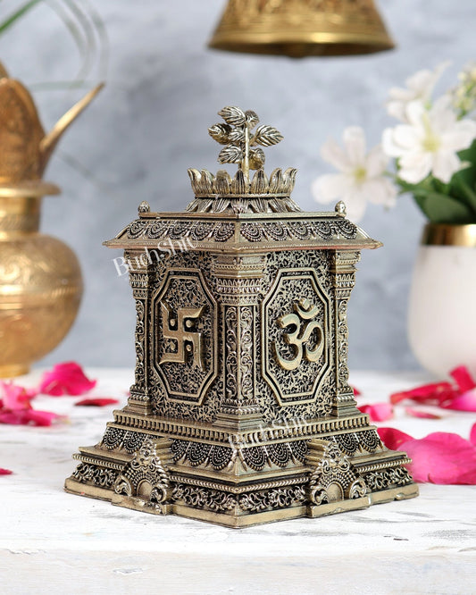 Brass Tulsi Pot | Superfine Intricate Tulsi Planter for Puja & Home Décor 5" - Budhshiv.com