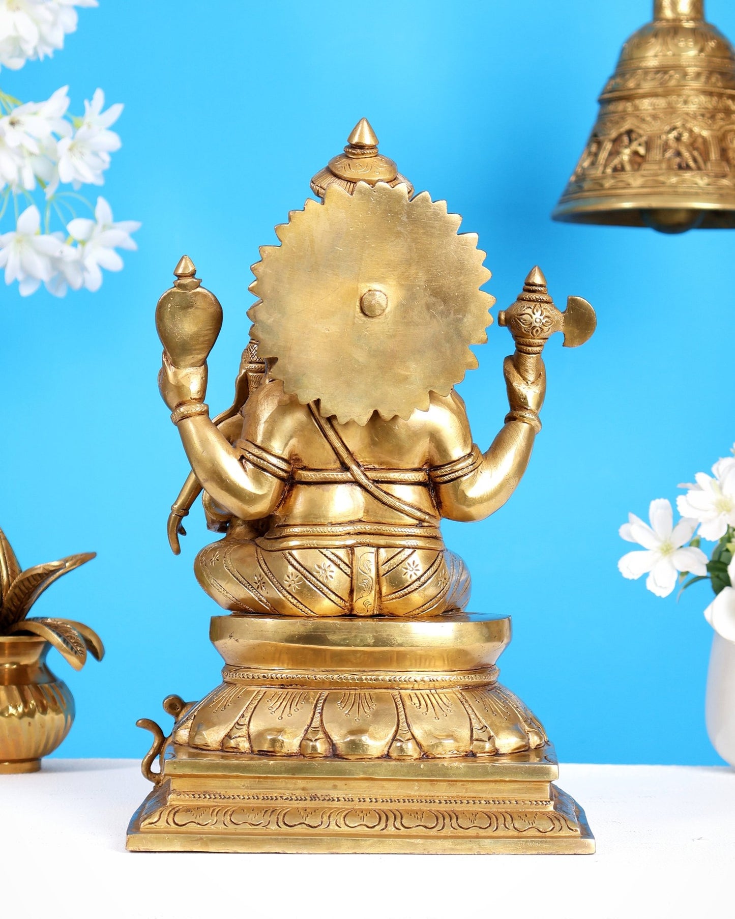 Brass Uchishta Siddhi Ganesha Sculpture 12" - Budhshiv.com