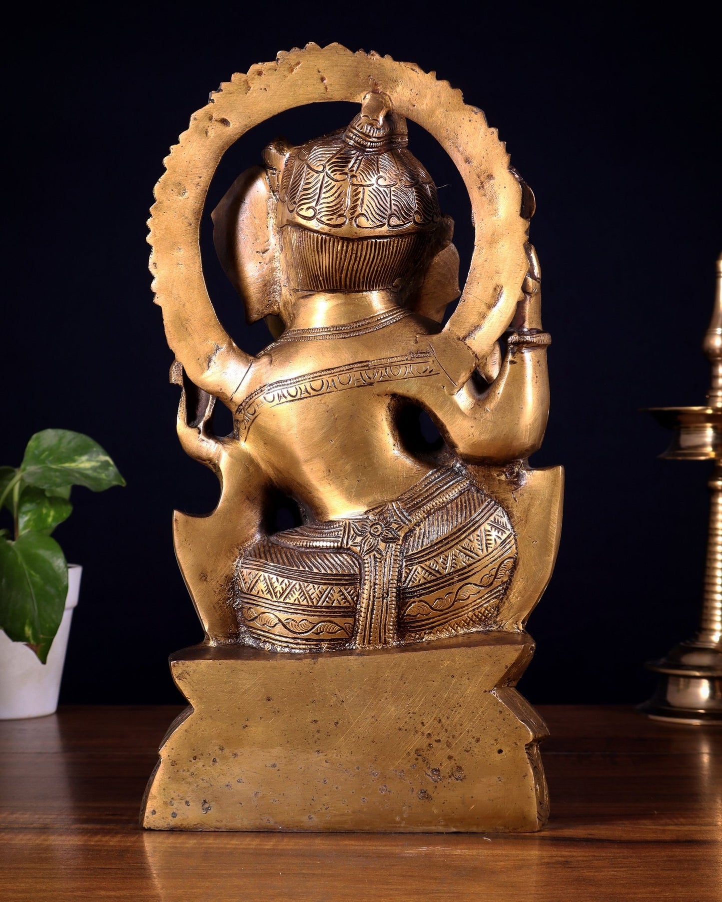 Brass Unique Ganesha Playing Flute statue | 13" Height - Budhshiv.com