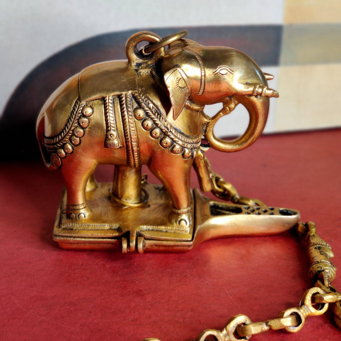 Brass Unique Hanging Elephant Lamp golden - Budhshiv.com