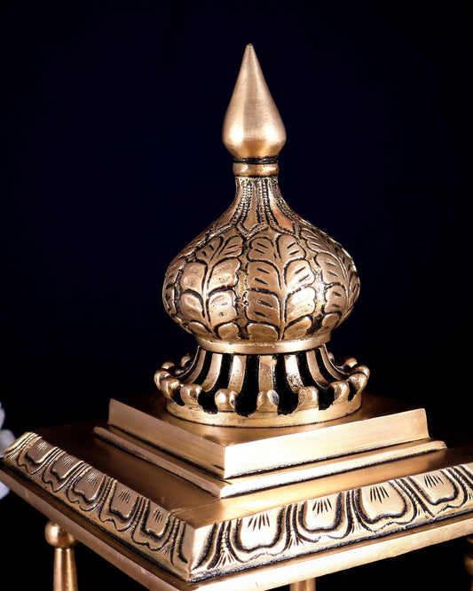 Brass Unique Temple with Nandi Design 13.5 inch - Budhshiv.com