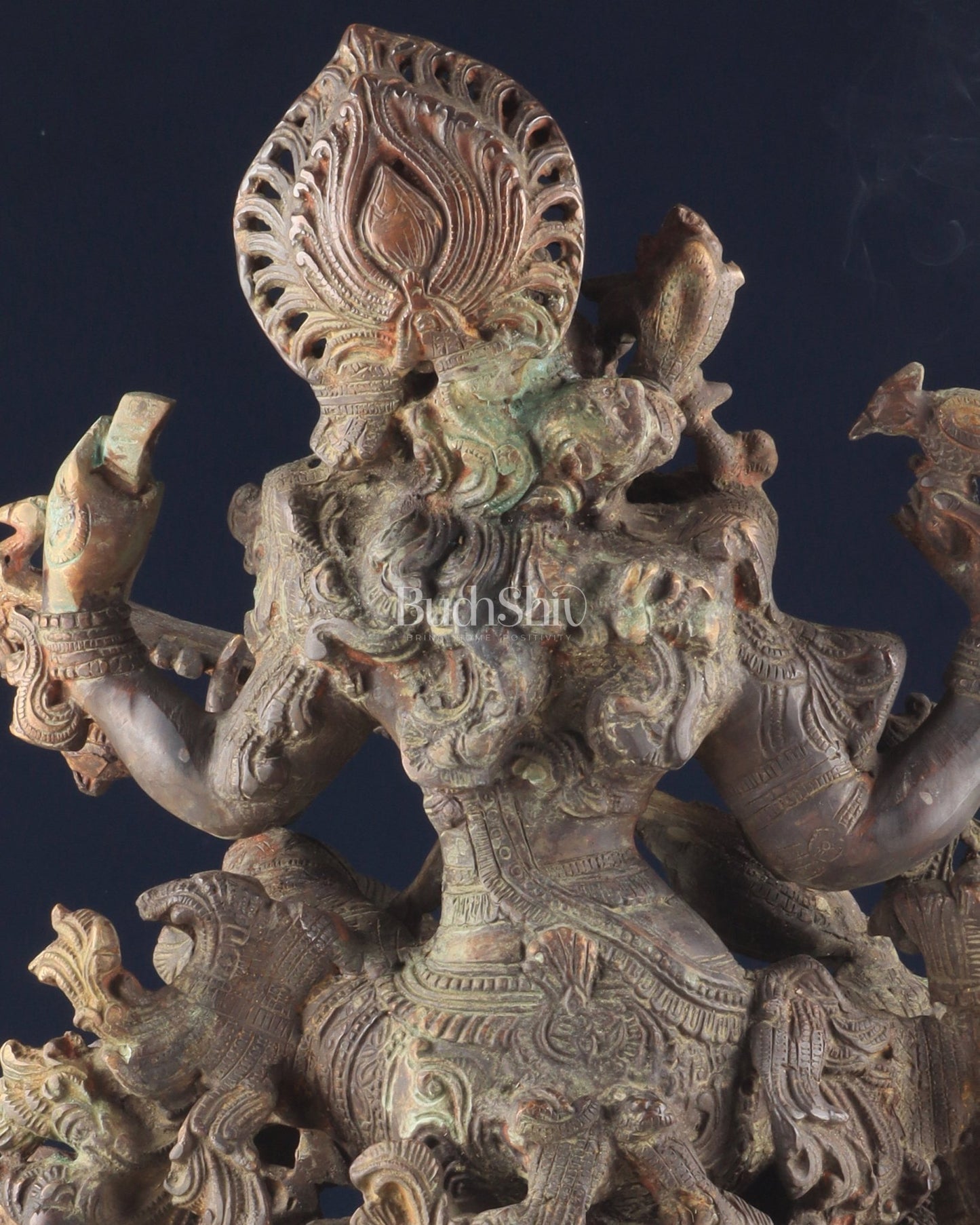 Brass Vintage Finish Saraswati Idol - 16" Divine Sculpture - Budhshiv.com