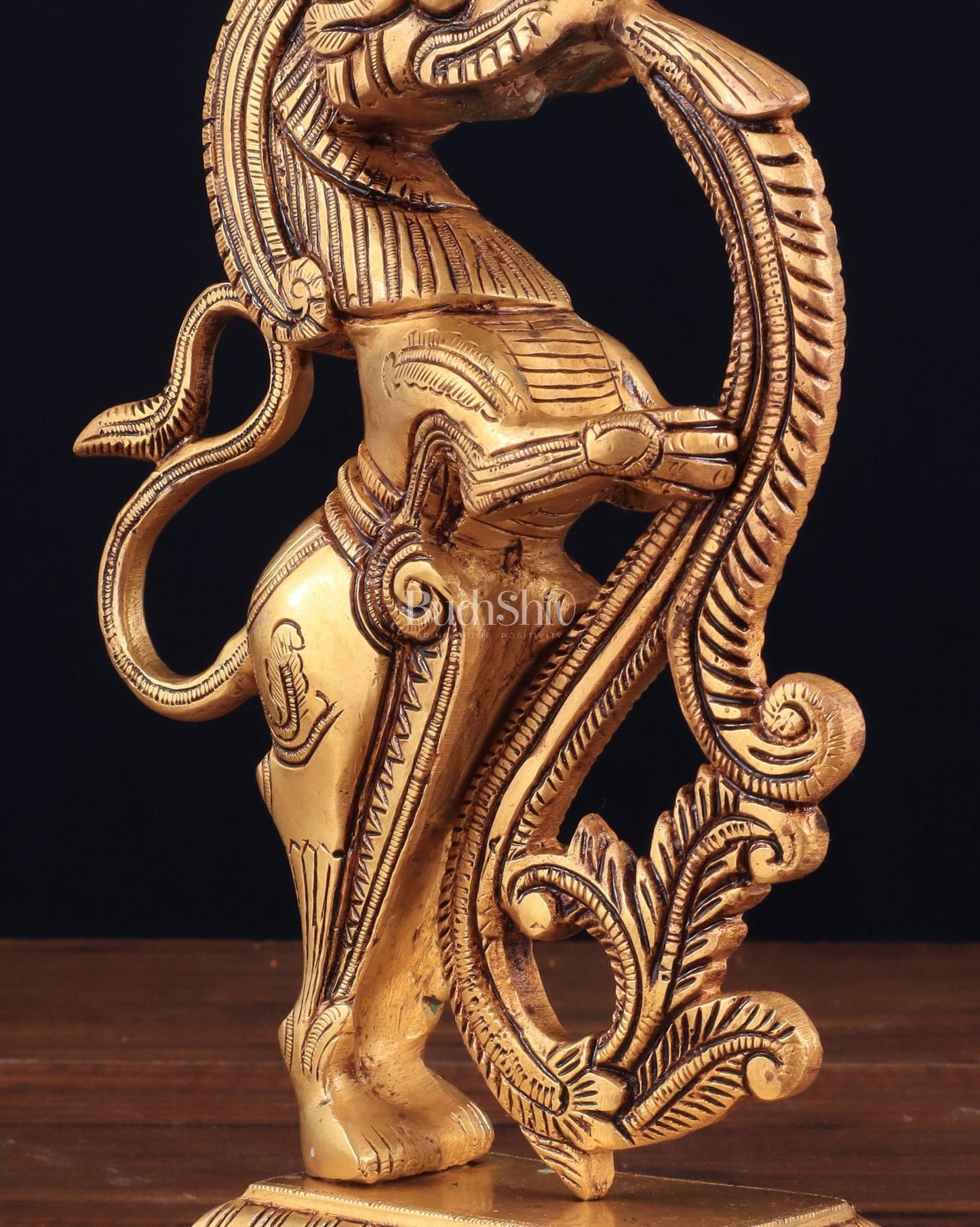 Brass Yali Table Temple Décor Showpiece – 8.5 Inch - Budhshiv.com