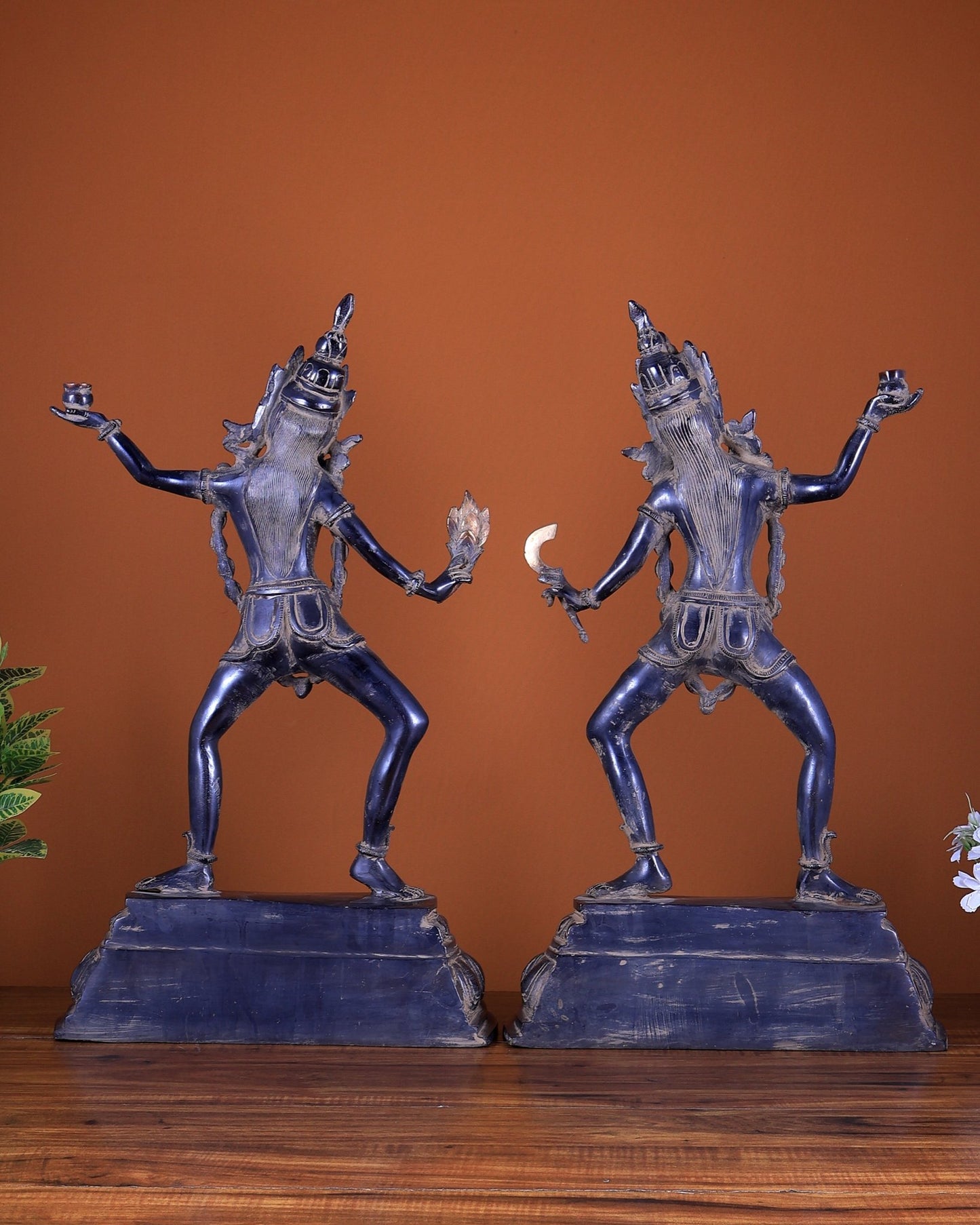 Brass Yogini Sculpture – Antique Patina Finish | Handcrafted Spiritual Artefact - Budhshiv.com