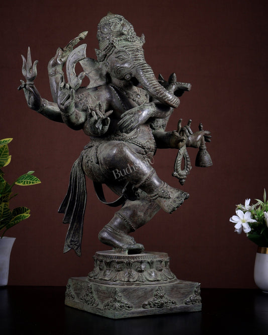 Bronze Dancing Ganesha Statue – Antique Finish 19 inch - Budhshiv.com