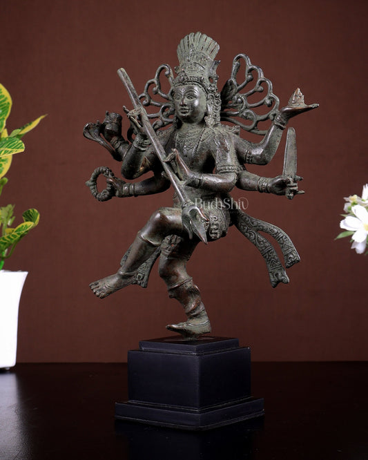Bronze Dancing Lord Shiva with Trident – Balinese Style Sculpture 10 inch - Budhshiv.com