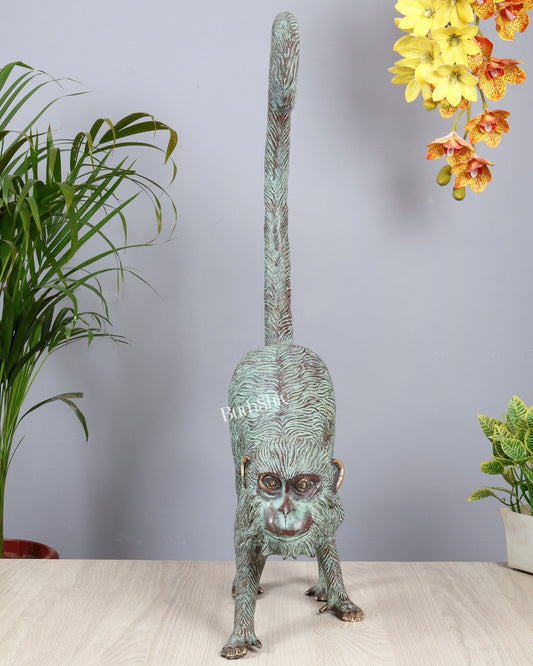 Bronze Monkey Sculpture 30.5 Inch Balinese Art Decor Showpiece - Budhshiv.com