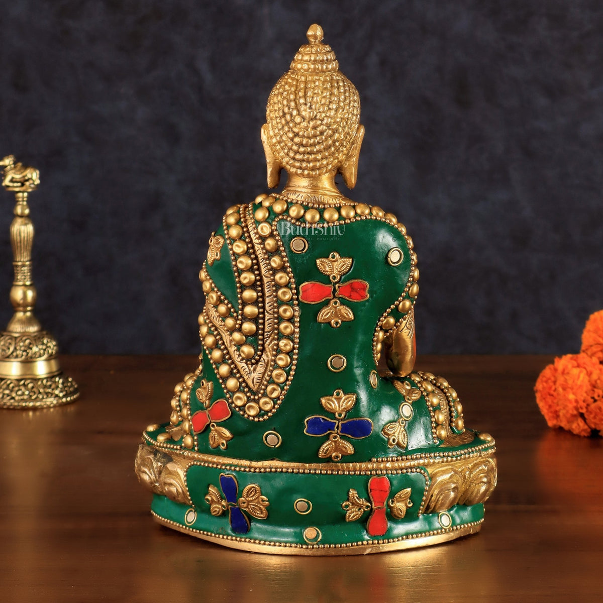 Buddha Brass idol blessing Abhaya mudra 7.5" - Budhshiv.com