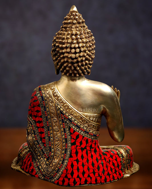 Buddha Brass Idol in Aashirwaad Abhaya Mudra 17 inch - Budhshiv.com