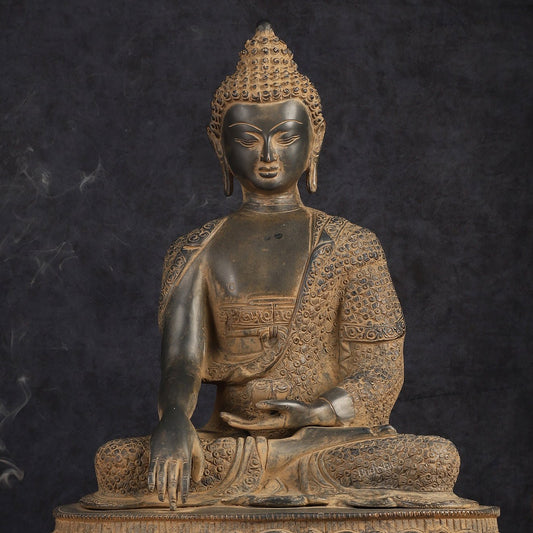 Buddha Brass Statue 16 inch Sand Finish - Budhshiv.com