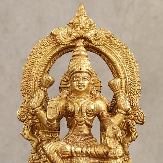 Buy Pure Brass Goddess Lakshmi Idol with Arch - 7 Inches - Budhshiv.com