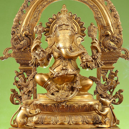Chola - Inspired Superfine Brass Ganesha Statue 27" - Budhshiv.com