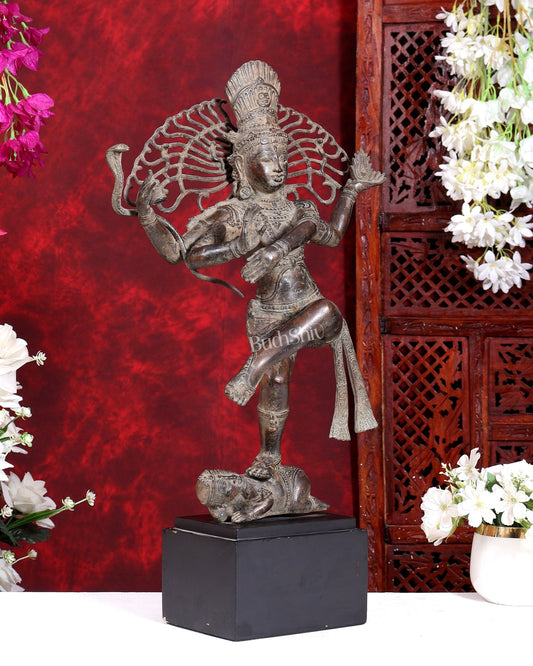 Dancing Shiva as Nataraja – Indonesian Bronze 22" Handcrafted Vintage Sculpture - Budhshiv.com