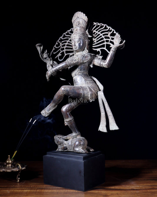 Dancing Shiva as Nataraja – Indonesian Bronze 22" Handcrafted Vintage Sculpture - Budhshiv.com