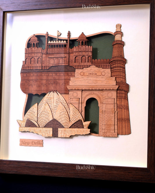 Delhi Monuments – Handcrafted Wooden Wall Hanging Frame - Budhshiv.com