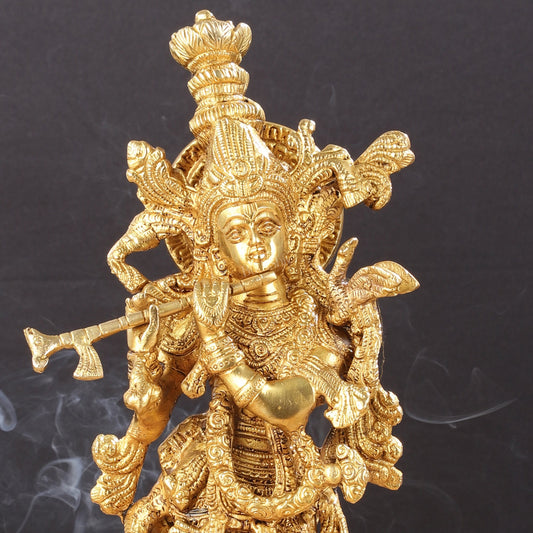 Divine Brass Krishna Idol 15" - Budhshiv.com