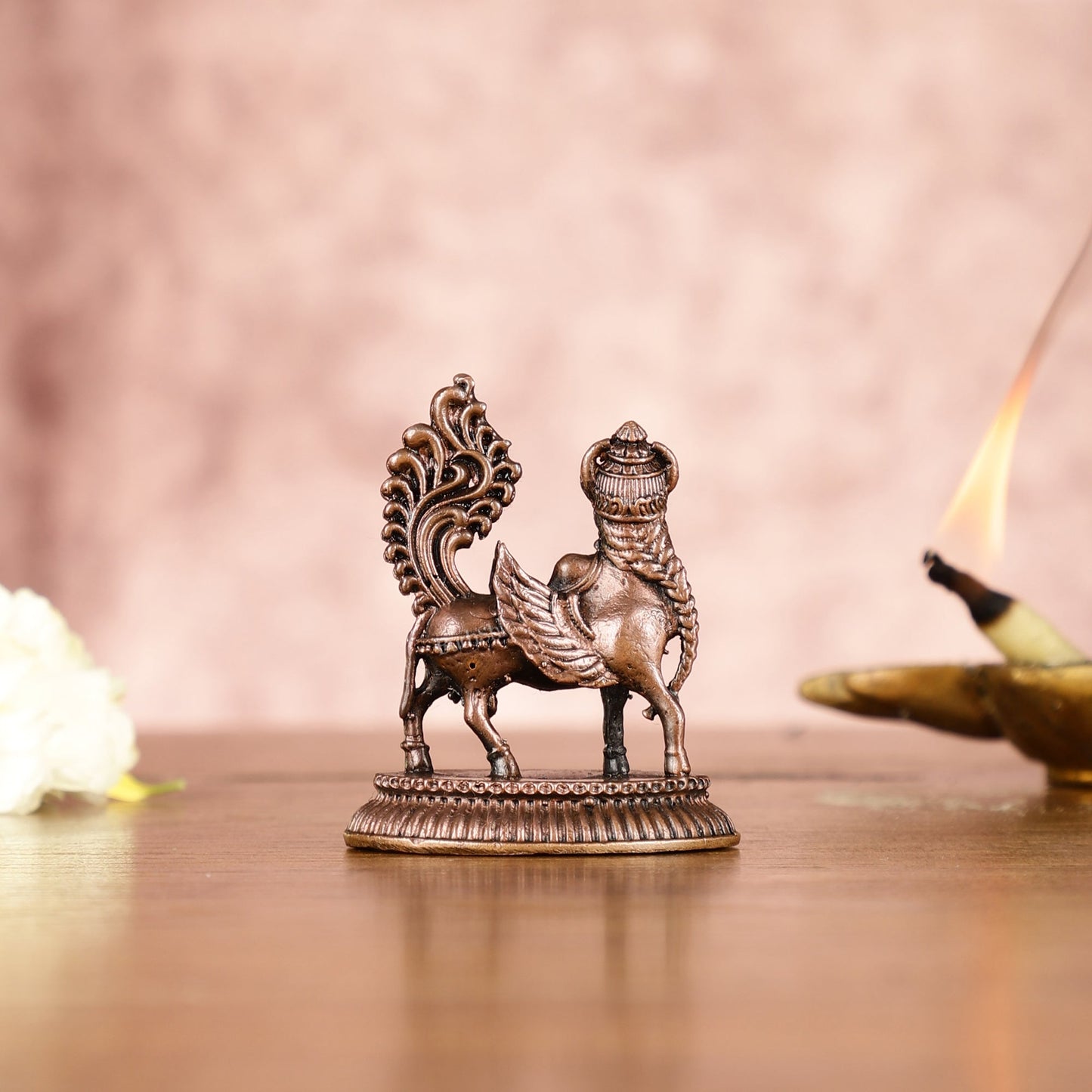 Divine Pure Copper Kamdhenu Cow Idol - Symbol of Abundance 2.5" - Budhshiv.com