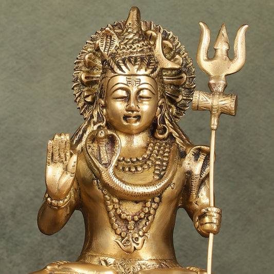 Elegant 10.5 - Inch Brass Lord Shiva Idol - Budhshiv.com