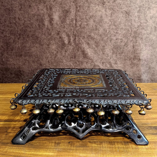 Elegant Aasan Pure Brass Square Pedestal or stool - Budhshiv.com