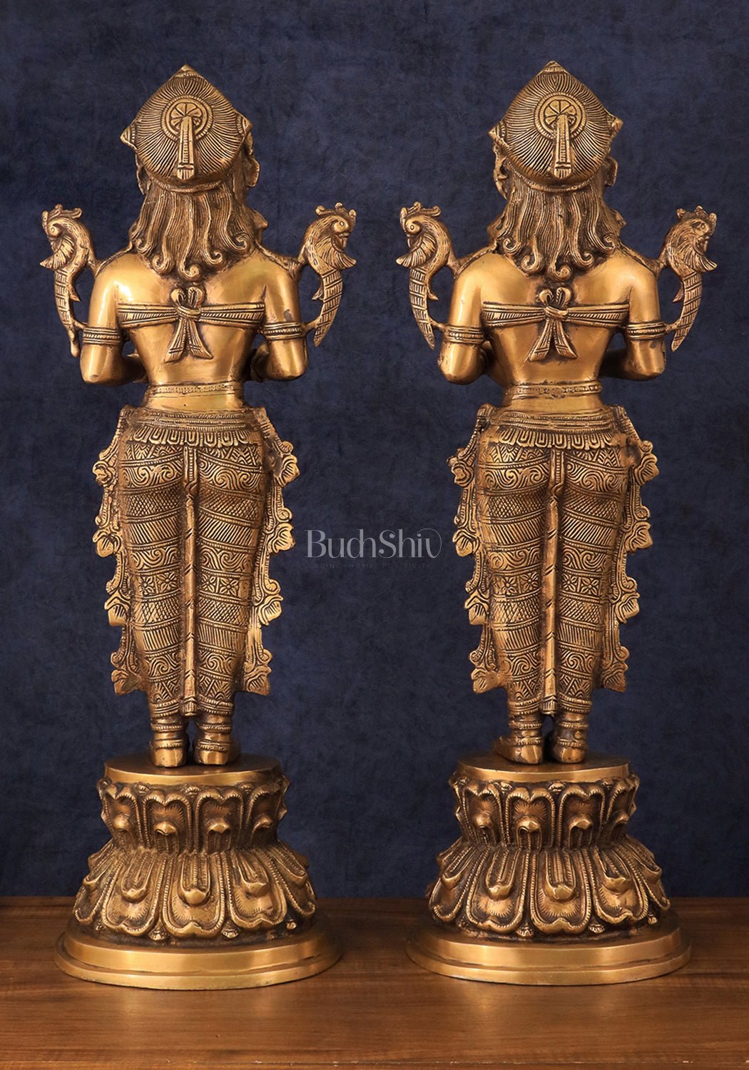 Elegant Brass Deep Lakshmi Welcome Statues – 25" Height - Budhshiv.com