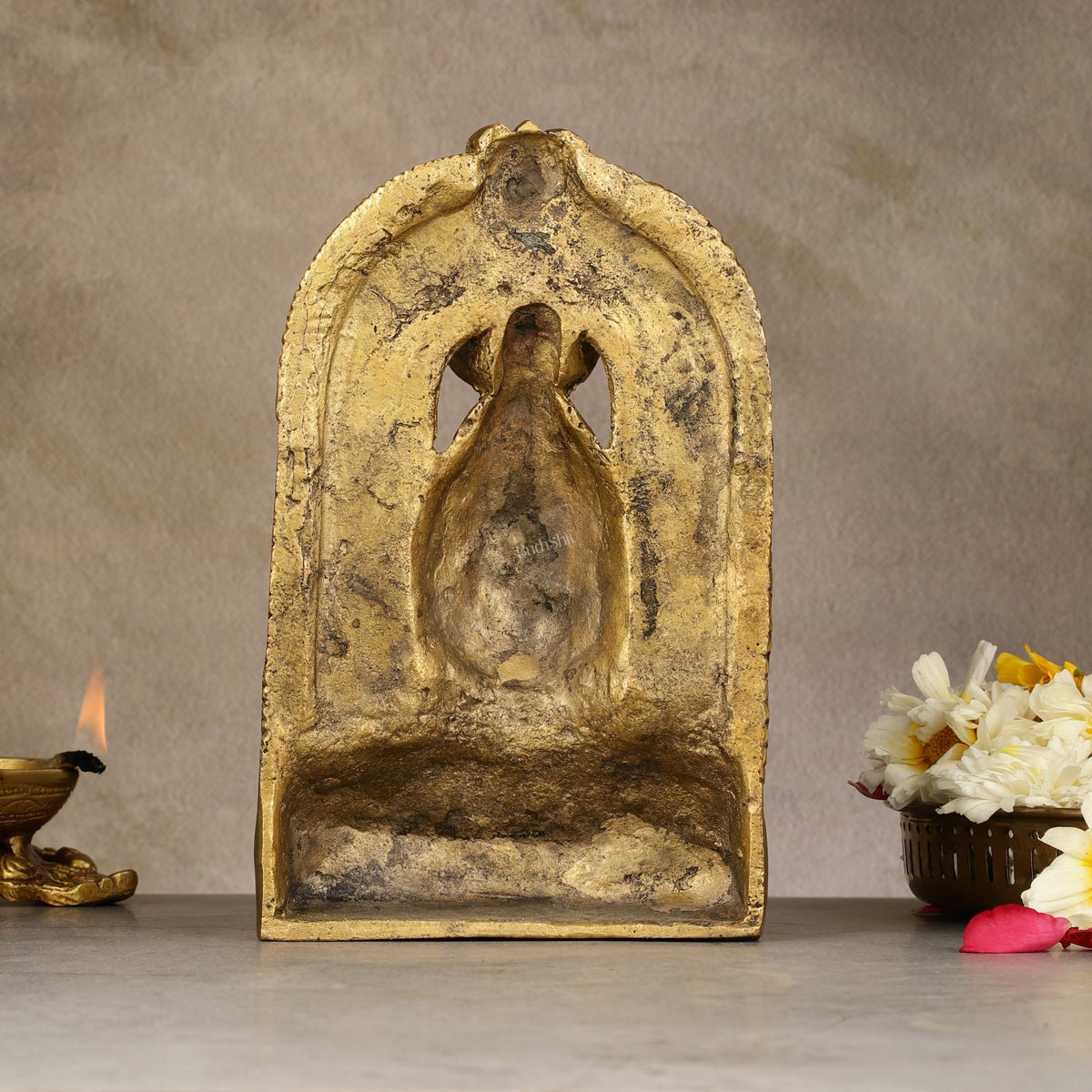 Elegant Brass Lord Shiva Face with Kirtimukha and Frame Table Accent - 8" - Budhshiv.com