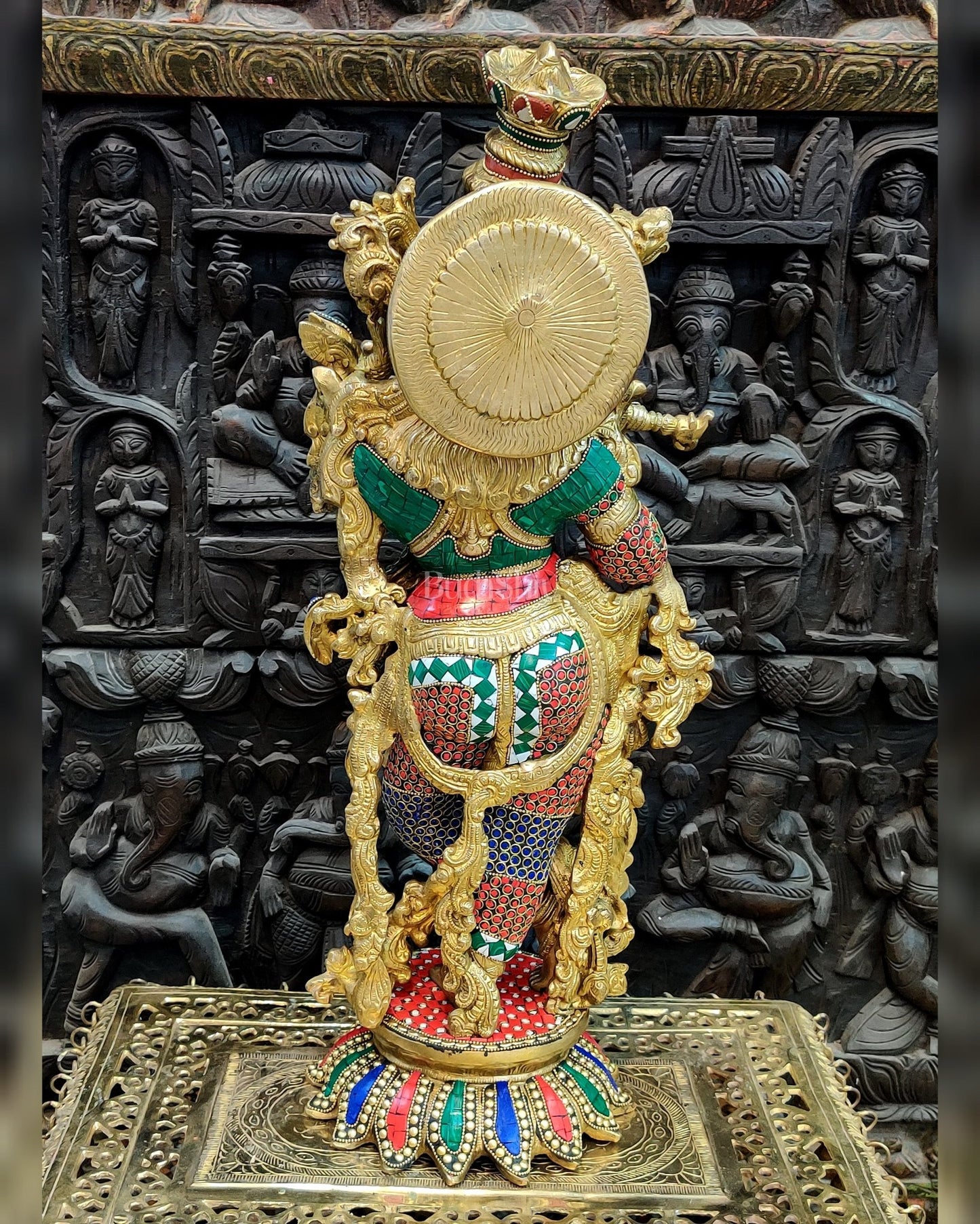Elegant Pure Brass Lord Krishna Statue - 26 Inch - Budhshiv.com