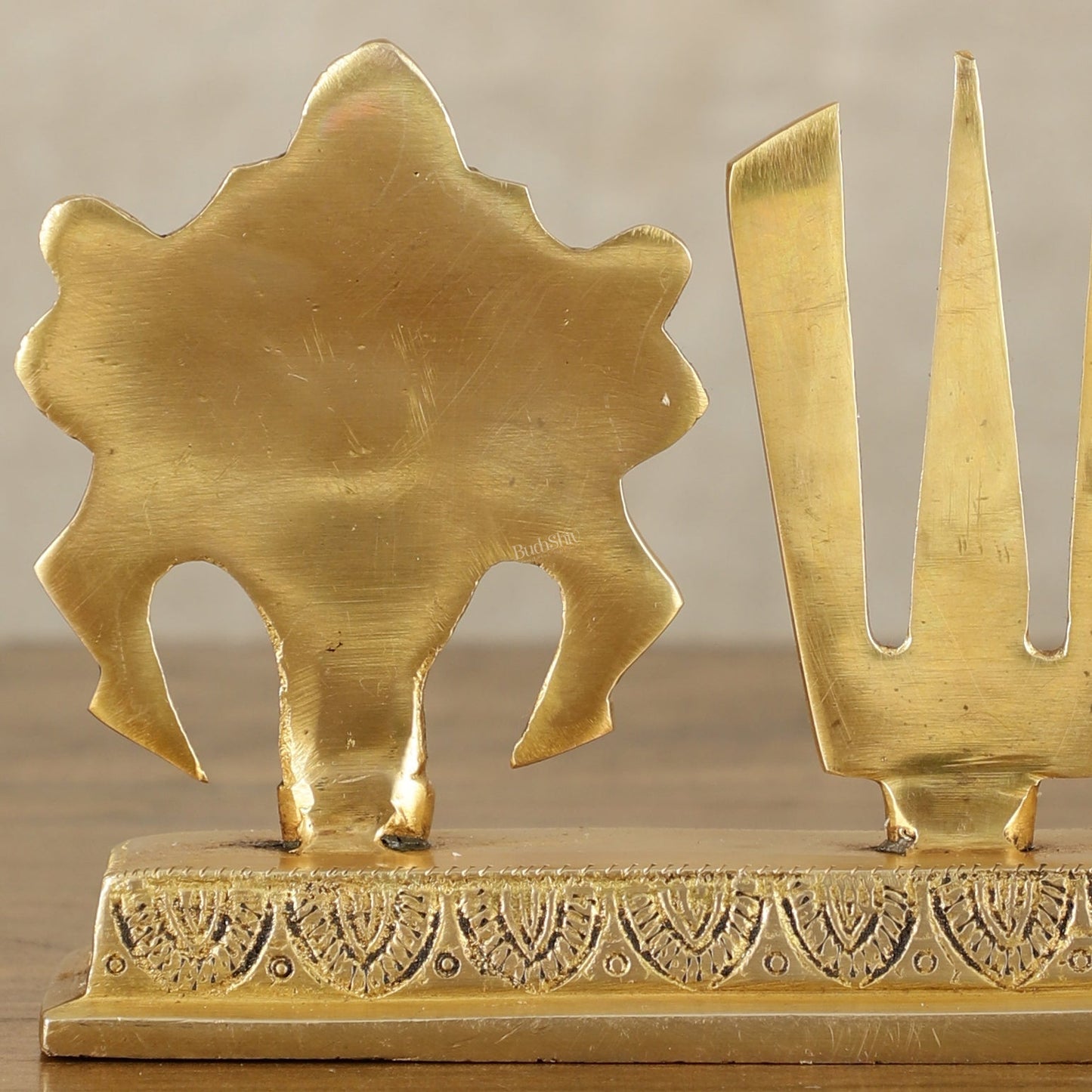 Elegant Pure Brass Shankh Chakra Namah Symbol – 4 Inch Height - Budhshiv.com
