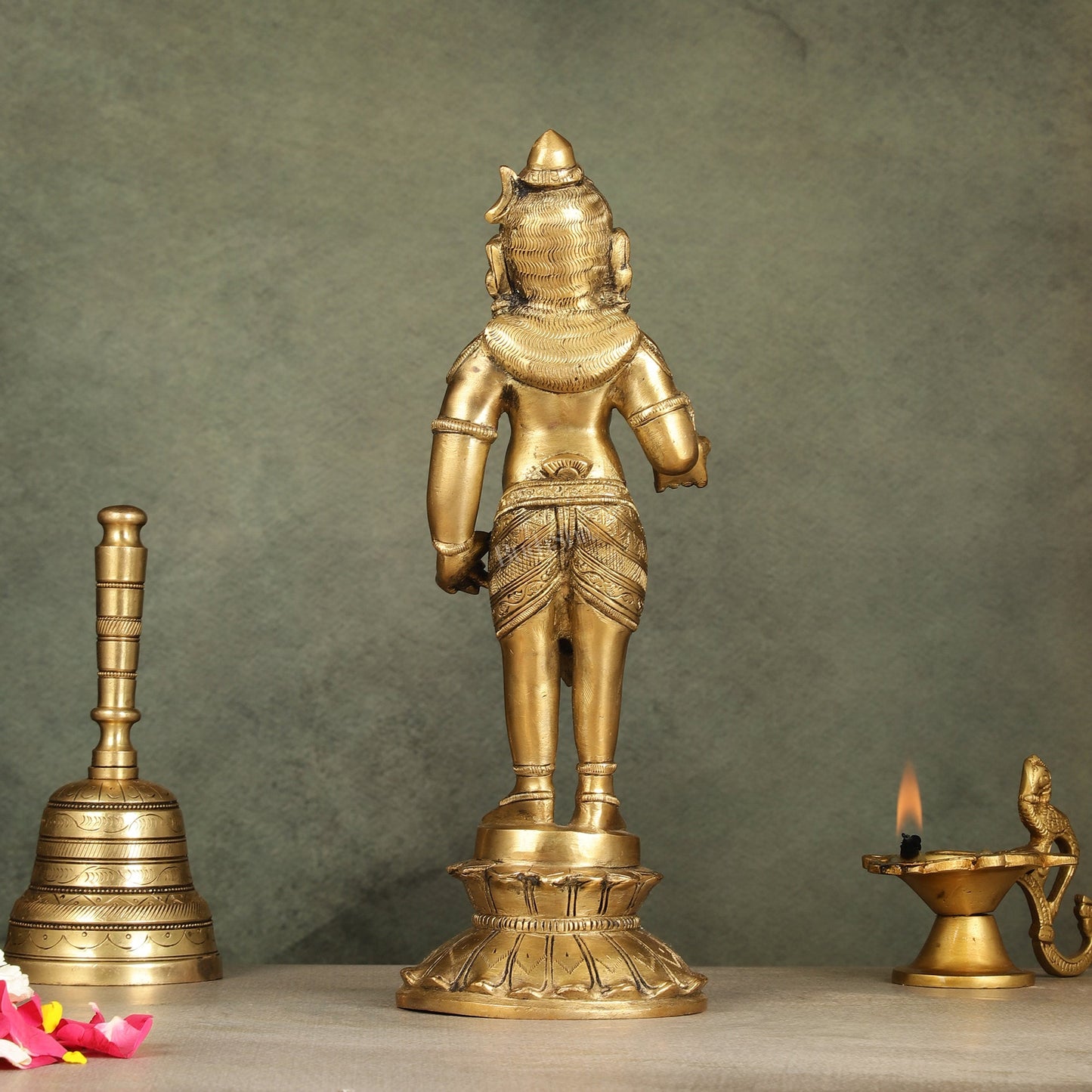 Enchanting Brass Superfine Standing Laddu Gopala Statue - 12 inch - Budhshiv.com