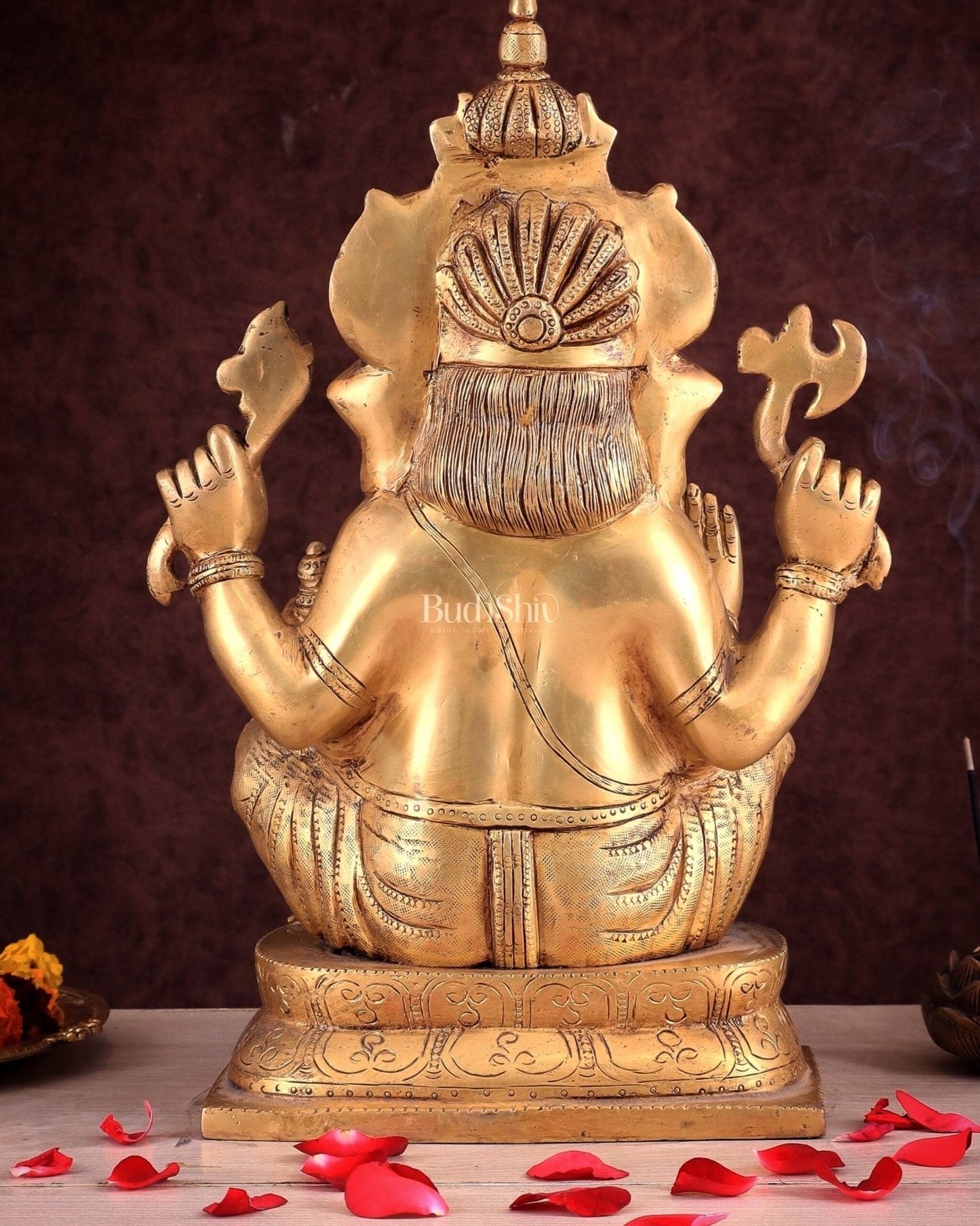 Exquisite Brass Ganesha Idol – Handcrafted 16 - Inch Statue - Budhshiv.com