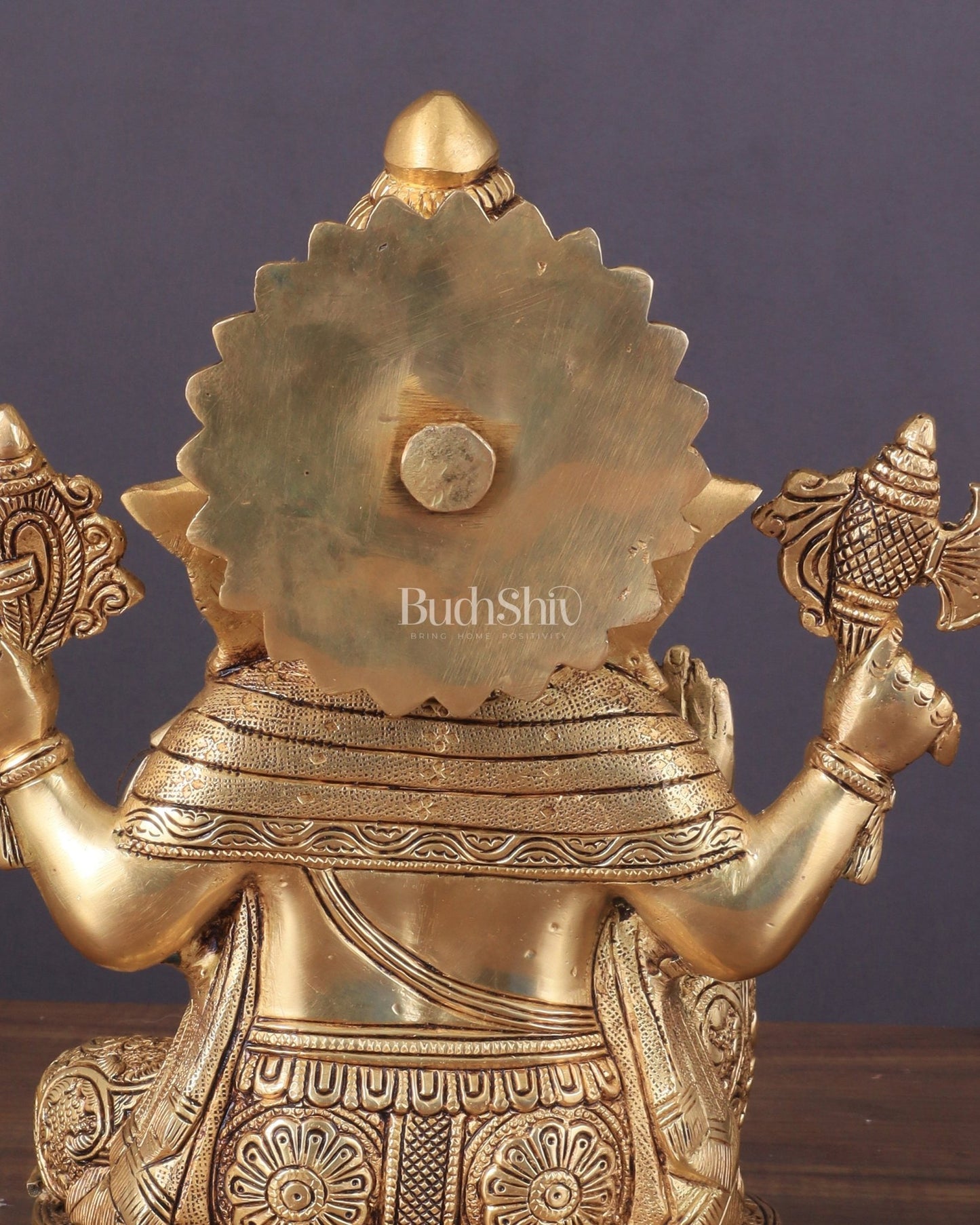 Exquisite Brass Lord Ganesha statue 11 inch with enhanced carvings - Budhshiv.com