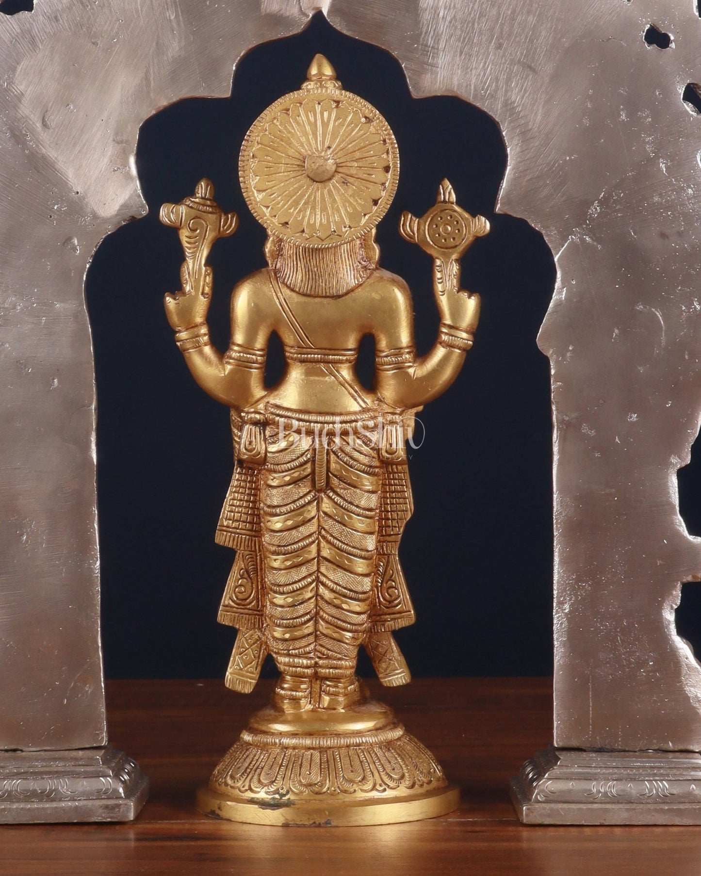 Exquisite Brass Prabhavali Arch Frame & Tirupati Balaji Idol Set 17" - Budhshiv.com