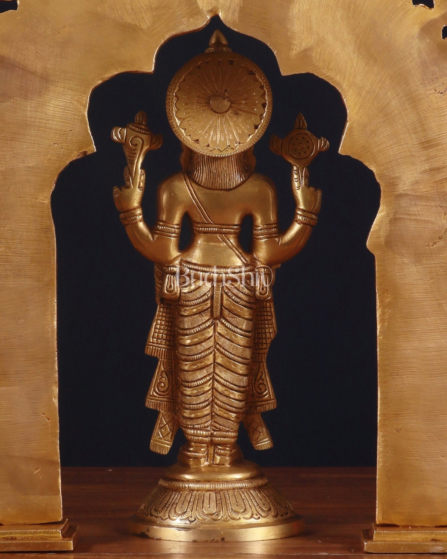 Exquisite Brass Prabhavali Arch Frame & Tirupati Balaji Idol Set 17" - Budhshiv.com