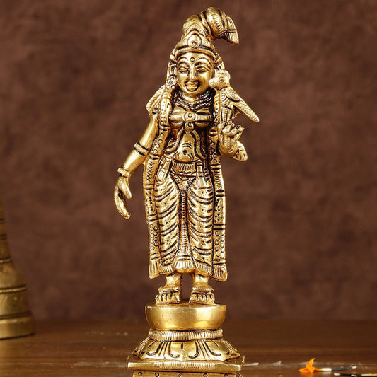 Exquisite Brass Superfine Goddess Andal/godadevi Statue | 6" Height | - Budhshiv.com