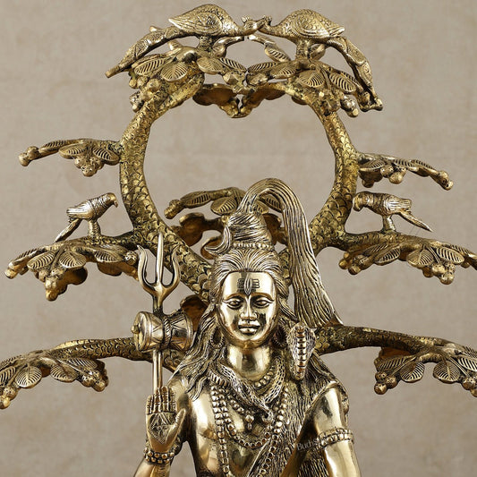 Exquisite Brass Superfine Lord Shiva Under Tree Statue - 19 Inch | 15.5 kg - Budhshiv.com